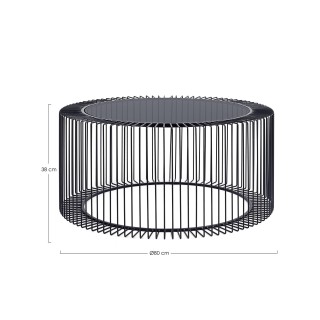 Table basse ronde filaire en verre et en métal noir D80 SPIRALE - HELLIN