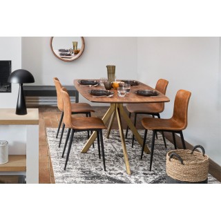 Table de salle à manger en manguier et pied laqué laiton L150 SHEILA - HELLIN