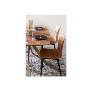 Table de salle à manger en manguier et pied laqué laiton L150 SHEILA - HELLIN