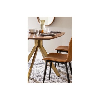 Table de salle à manger en manguier et pied laqué laiton L150 SHEILA - HELLIN