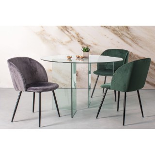 Table de salle à manger design ronde en verre transparent D130 IDORA - HELLIN