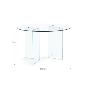 Table de salle à manger design ronde en verre transparent D130 IDORA - HELLIN