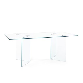Table de salle à manger design rectangulaire en verre L180 IDORA - HELLIN