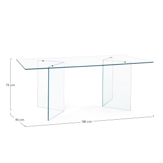 Table de salle à manger design rectangulaire en verre L180 IDORA - HELLIN