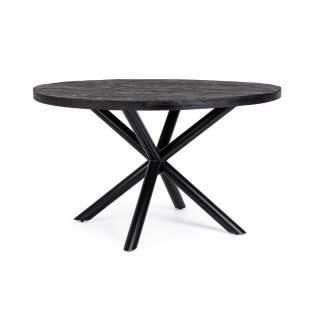 Table de salle à manger ronde et pied central araignée noir D130 FELICITY - HELLIN