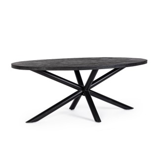 Table de salle à manger ovale et pied central araignée noir L200 FELICITY - HELLIN