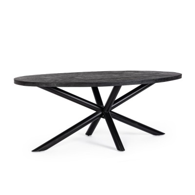 Table de salle à manger ovale et pied central araignée noir L200 FELICITY - HELLIN