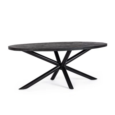 Table de salle à manger ovale et pied central araignée noir L200 FELICITY - HELLIN