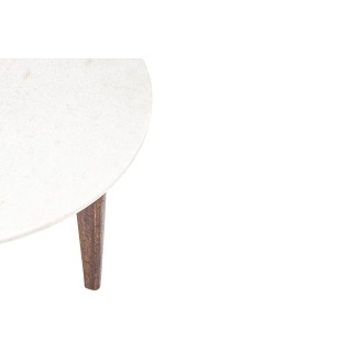 Table basse ovale vintage en manguier et marbre blanc L70 BLANY - HELLIN