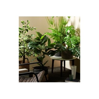 Table basse ronde vintage en manguier et marbre blanc D60 BLANY - HELLIN