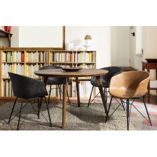 Table de salle à manger ronde vintage en manguier D120 BLANY - HELLIN