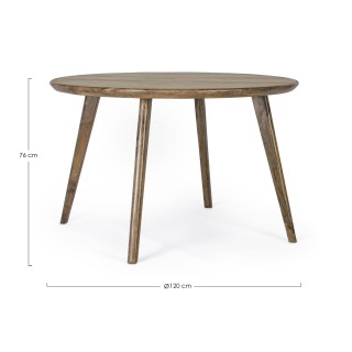 Table de salle à manger ronde vintage en manguier D120 BLANY - HELLIN