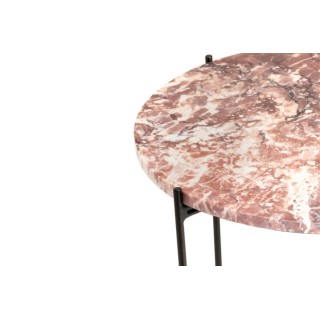 Table basse ronde en marbre et pieds en métal noir D70 MELBA - HELLIN