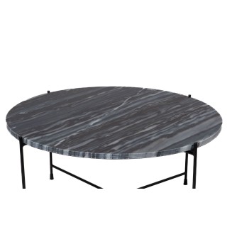 Table basse ronde en marbre et pieds en métal noir D70 MELBA - HELLIN