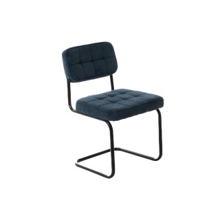 Chaise de salle à manger pied luge noir en velours côtelé (lot de 4) AMELIE - HELLIN