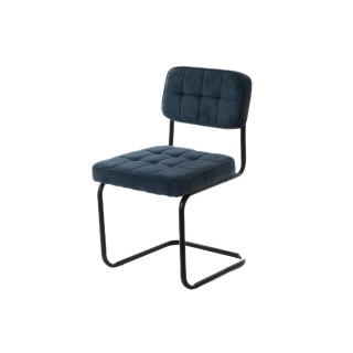 Chaise de salle à manger pied luge noir en velours côtelé (lot de 4) AMELIE - HELLIN