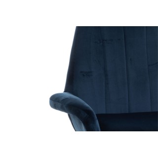 Fauteuil à dossier haut et accoudoirs en velours bleu nuit LAMA - HELLIN