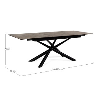 Table à manger rectangulaire extensible en céramique L160/220 SOLINE - HELLIN
