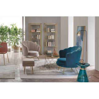 Bibliothèque contemporaine en métal doré et verre L68 LAURE - HELLIN