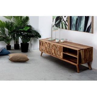 Meuble TV vintage en bois 2 portes + 2 niches LOCKE L145 - HELLIN