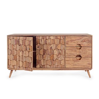 Buffet bas vintage en bois 2 portes et 3 tiroirs L145 LOCKE - HELLIN