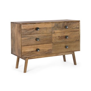 Commode en bois de manguier vintage 6 tiroirs L114 SANTOS - HELLIN