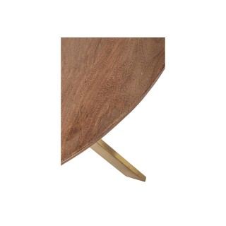 Table à manger ronde en manguier et pied laqué laiton L120 RINGO - HELLIN