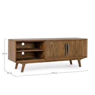 Meuble TV vintage en manguier 2 portes 2 niches L152 SHEILA - HELLIN