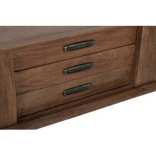 Meuble TV vintage en manguier 2 portes 3 tiroirs L200 SHEILA - HELLIN