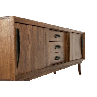 Meuble TV vintage en manguier 2 portes 3 tiroirs L200 SHEILA - HELLIN