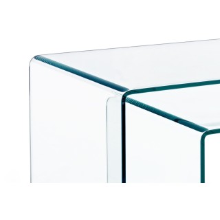 Table basse rectangulaire design en verre L110 (set de 3) IDORA - HELLIN