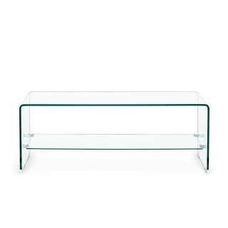 Table basse rectangulaire en verre avec double plateau