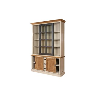 Vaisselier en bois et métal 4 portes 3 tiroirs - HELLIN