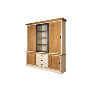 Vaisselier en bois et métal 5 portes 3 tiroirs - HELLIN