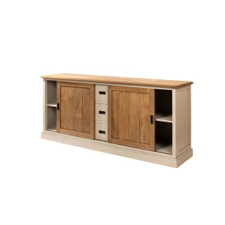 Buffet bas en bois et métal 2 portes - 3 tiroirs - HELLIN