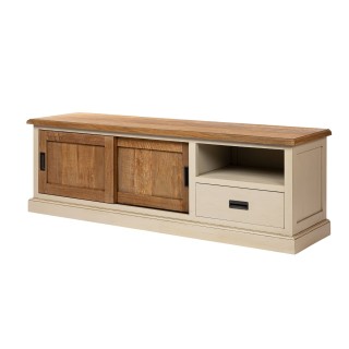 Meuble TV en bois et métal 2 portes 1 tiroir 1 niche - HELLIN