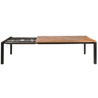 Table extensible en bois de teck et piétement métal - HELLIN