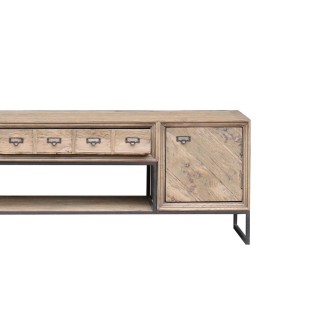 Meuble télé bas en chêne recyclé : 2 tiroirs - Hellin