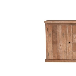 Buffet bas de salle à manger en bois massif recyclé pour une ambiance confortable et apaisante.