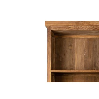 Vitrine en bois recyclé et métal 2 portes 2 tiroirs 2 niches ouverte - HELLIN