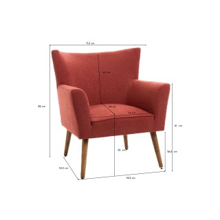 Fauteuil à accoudoirs en tissu uni et pieds en bois HERON - HELLIN