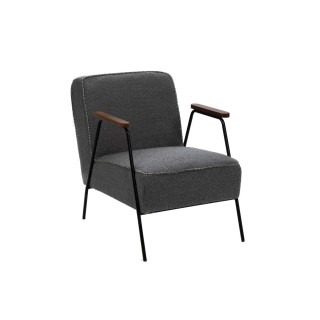 Fauteuil vintage en tissu uni et pieds métal SINTRA - HELLIN