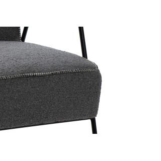 Fauteuil vintage en tissu uni et pieds métal SINTRA - HELLIN