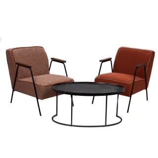 Fauteuil vintage en tissu chiné et pieds métal SINTRA - HELLIN