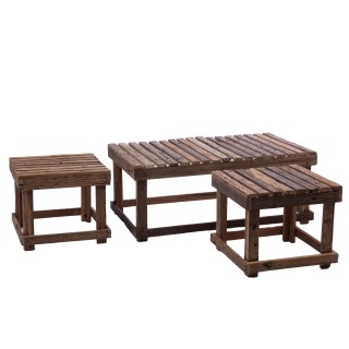 Table basse gigogne en bois recyclé L100 (set de 3) IRATY - HELLIN