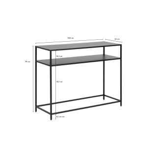 Console rectangulaire double plateau en métal noir L100 CASSIA - HELLIN