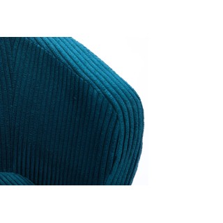 Fauteuil rétro en velours côtelé bleu et piétement noir DAGOBERT - HELLIN