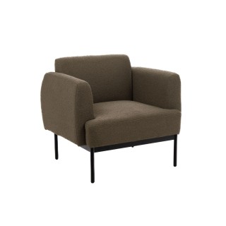 Fauteuil contemporain aux lignes droites en tissu bouclette SASHA - HELLIN