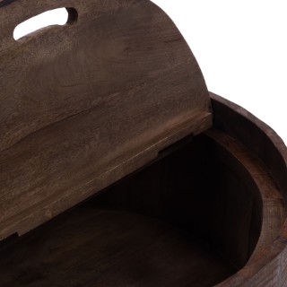 Table basse ronde en manguier foncé avec rangement D60 FORET - HELLIN