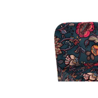 Fauteuil bucolique en tissu et pieds noirs INDIA - HELLIN